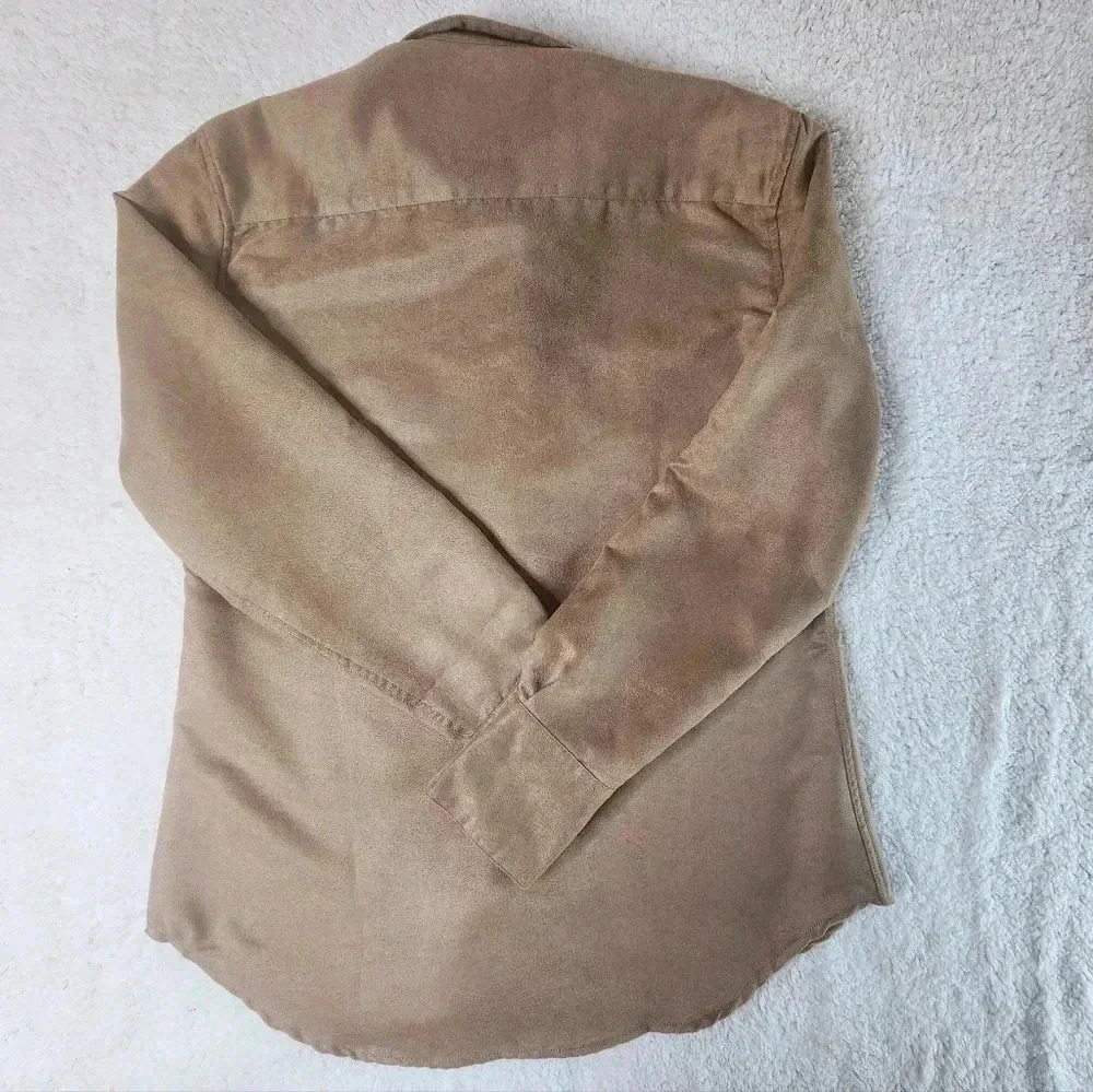 Claridge +King Microsuede Long Sleeve Boyfriend Style Shirt Womens Size L - Picture 4 of 10